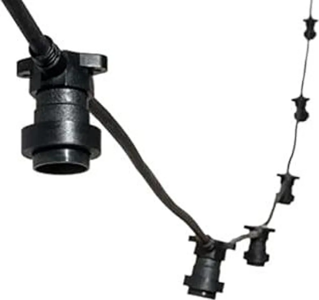 Mu 10M Catena luminosa per esterni, espandibile fino a 1000W, 10 portalampade E27 resistenti alle intemperie Ip65, catena luminosa per esterni decorativa per feste in giardino, matrimoni in giardino | 10M, nero