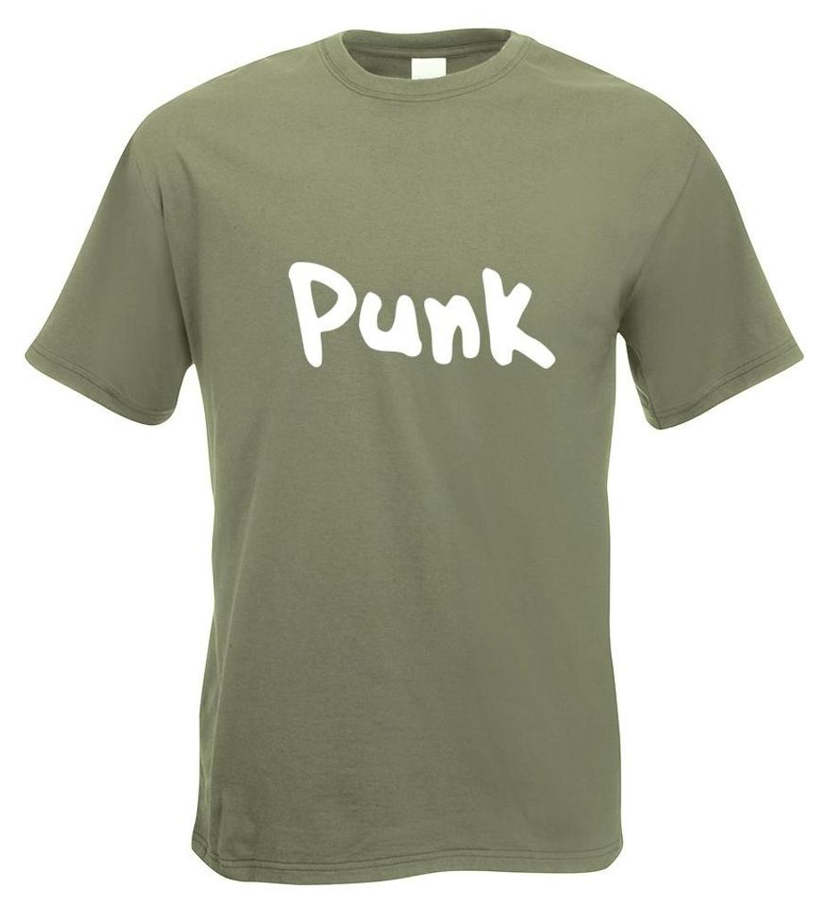 Kiwistar - T-Shirt - Olive - Punk Schriftzug Musikrichtung Motiv Bedruckt Funshirt Design Print - mit Motiv Bedruckt - Funshirt Design - Sport - Fr...