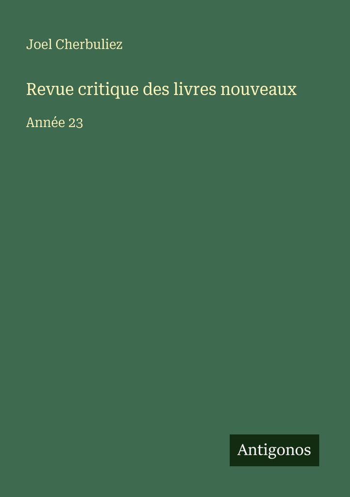 Revue critique des livres nouveaux