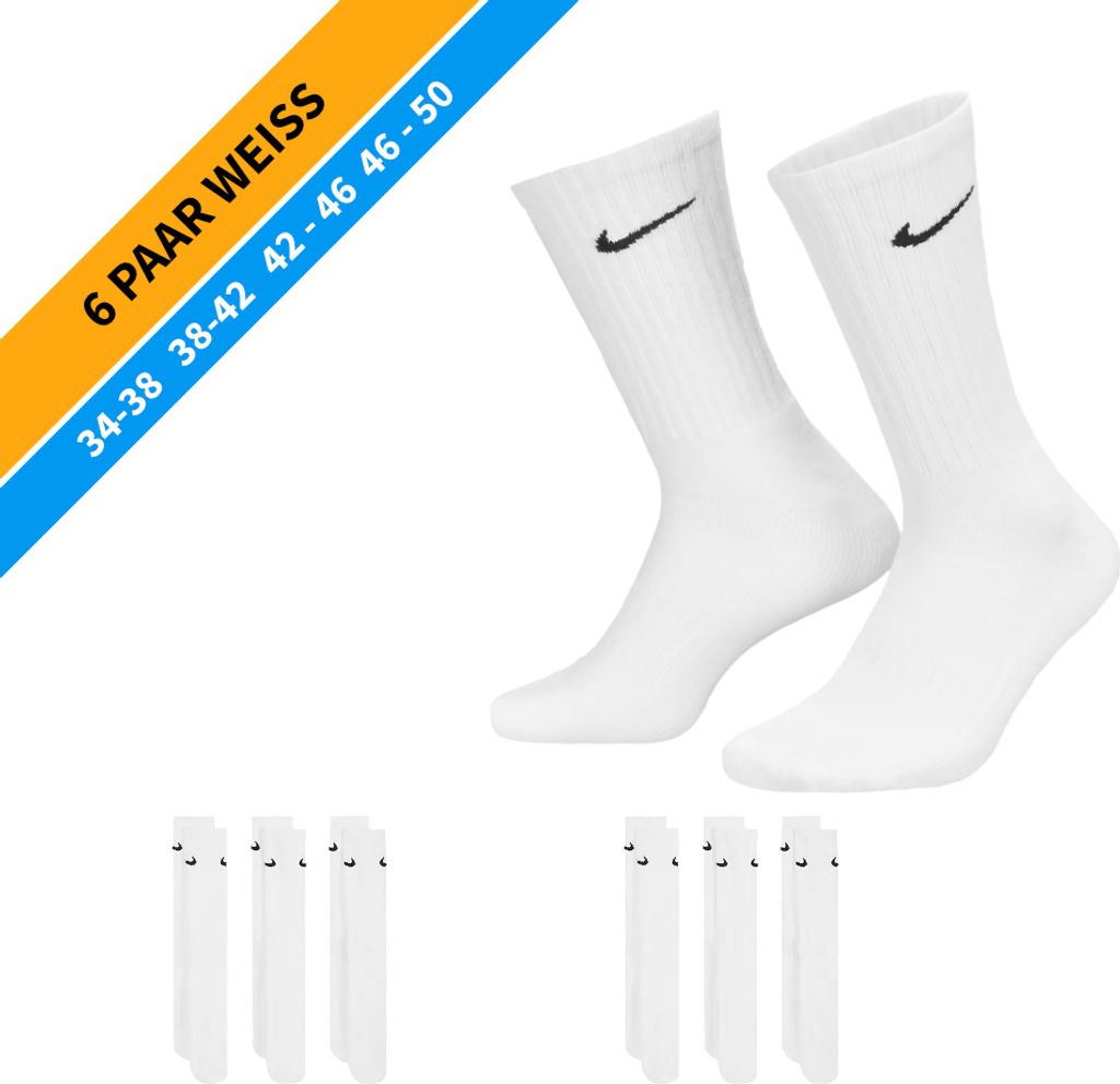 Nike Socken 6 Paar Herren Damen Sparset Tennissocken Sportsocken Laufsocken Paket Bundle