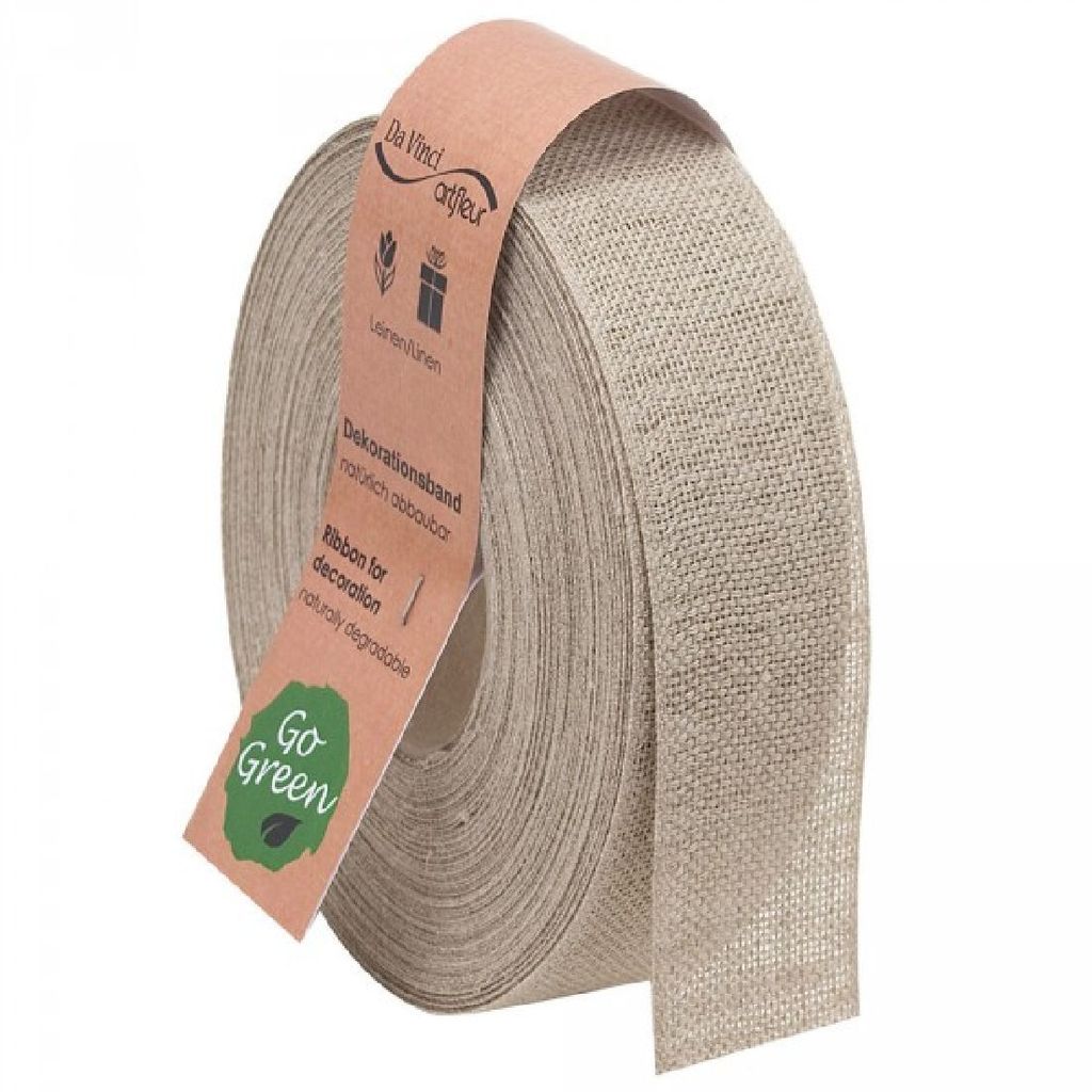 Leinenband / natur / B:40mm L:20Meter / natürlich abbaubar - 1,30 € pro Meter