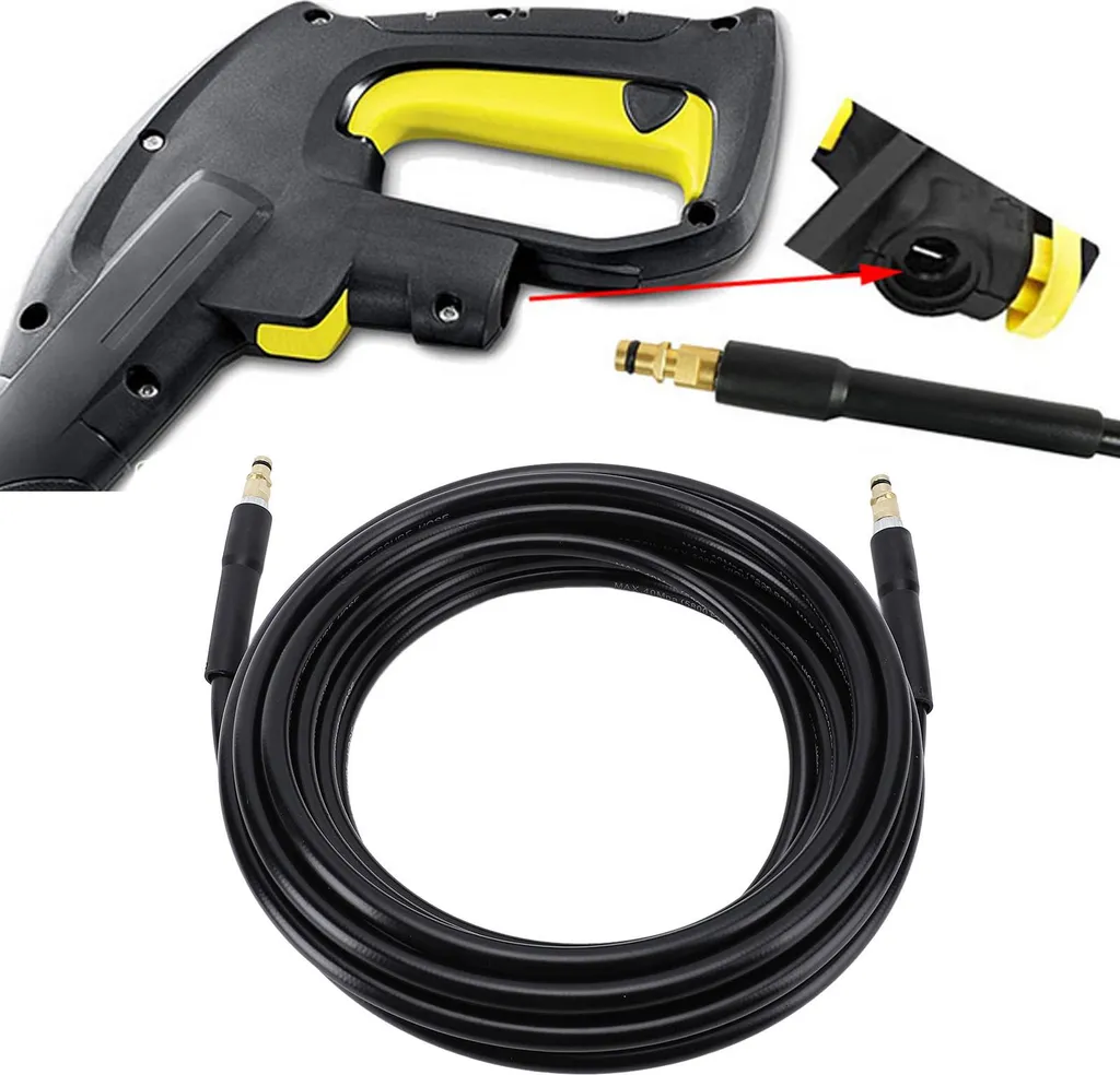 Flexible 15m en Caoutchouc Armé Acier pour Nettoyeur Karcher K2-K7 Noir