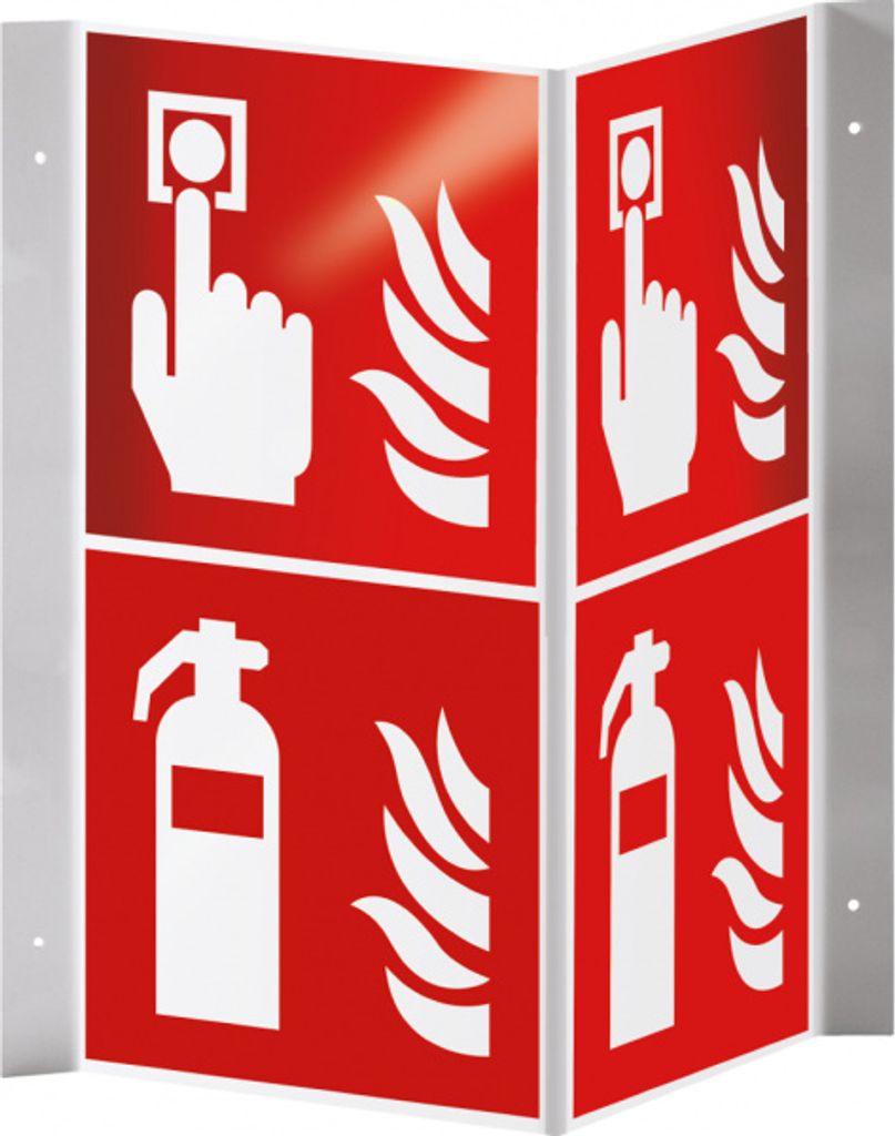 Dreifke Brandschutz-Nasenschild Feuerlöscher und Brandmelder, Kunststoff, 20...