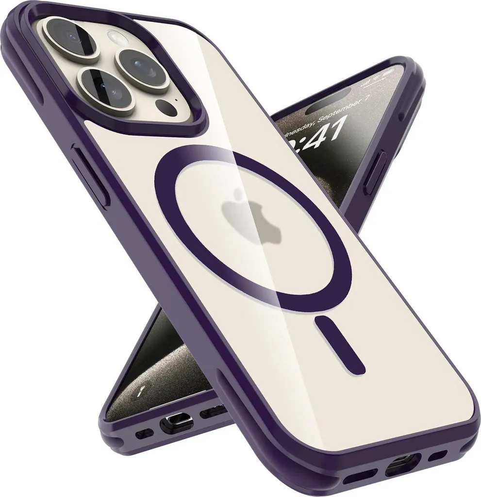 Custodia iPhone 15 Pro Max MagSafe Cellia Scura Retro Trasparente