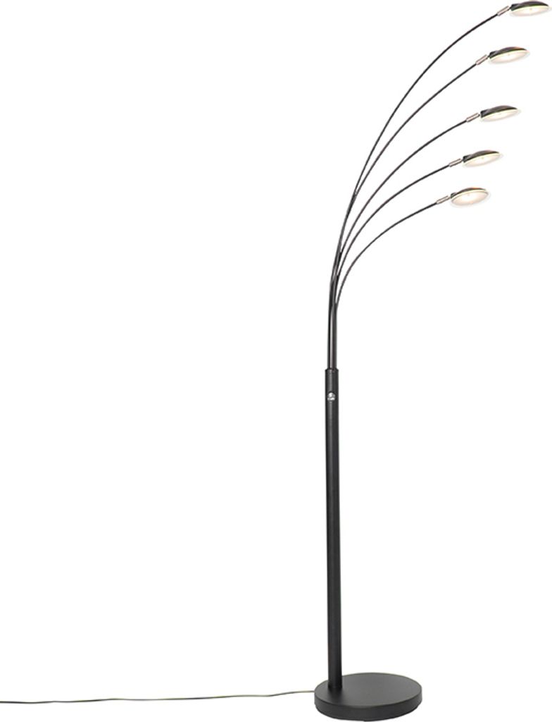 QAZQA - Design Stehleuchte I Stehlampe I Standleuchte I Lampe I Leuchte schwarz inkl. LED 5-flammig - Sixties Trento Dimmer I Dimmbar I Wohnzimmer ...