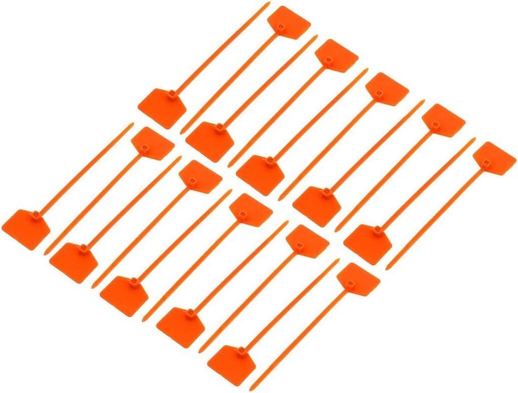 20 selbstsichernde Nylonelemente 3×120 mm, orangefarbene Zip-Lock-Etiketten, Markierungskabelverbinder