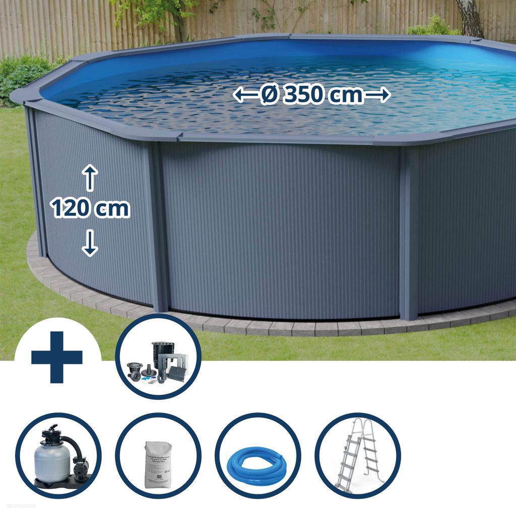 Aufstellpool Stahlwandpool-Set Planet Pool rund Ø 350x120 Produktbild 