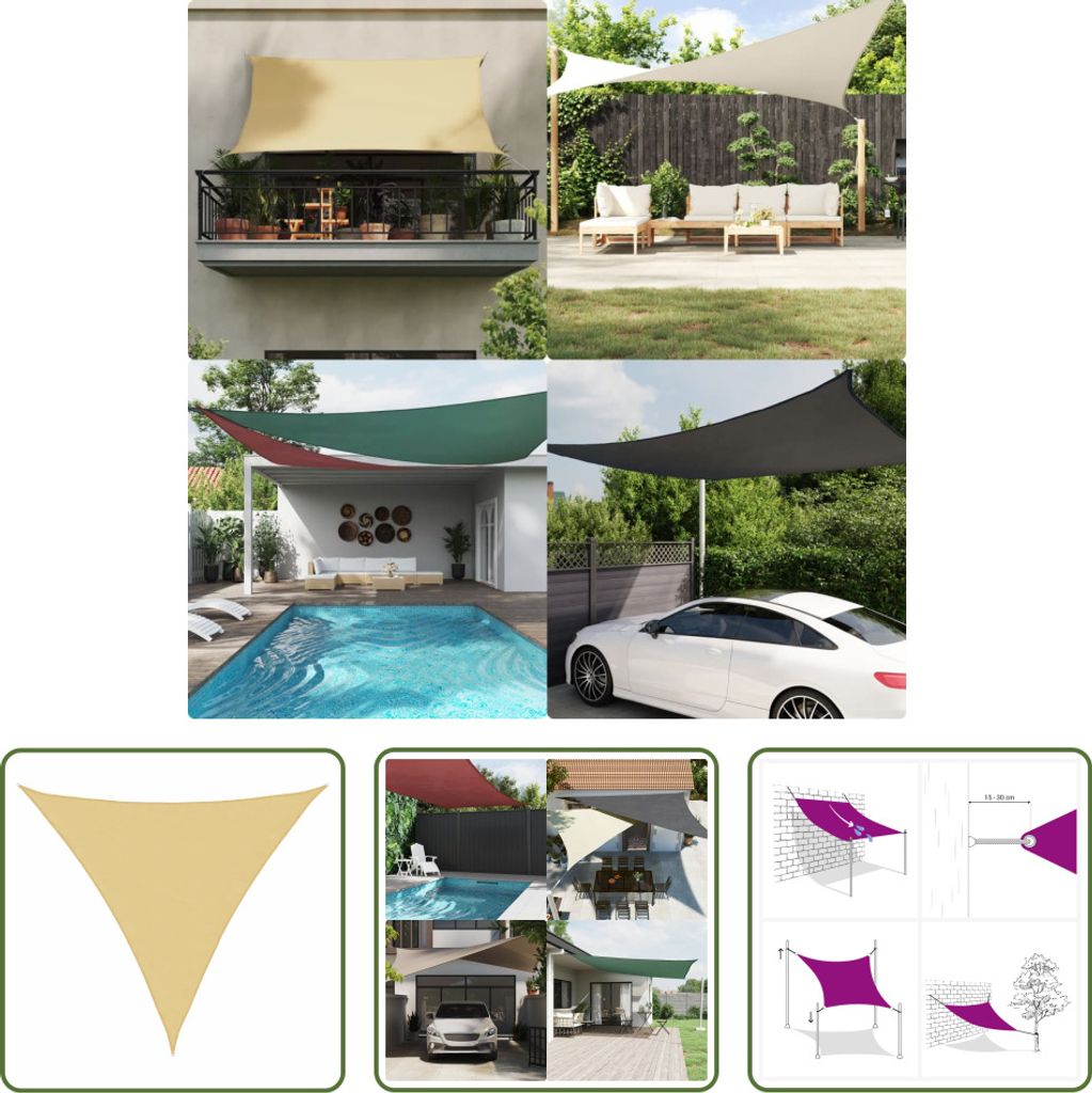 The Living Store Sonnensegel Sandfarbe 6x6x6 m 100% Polyester Oxford
