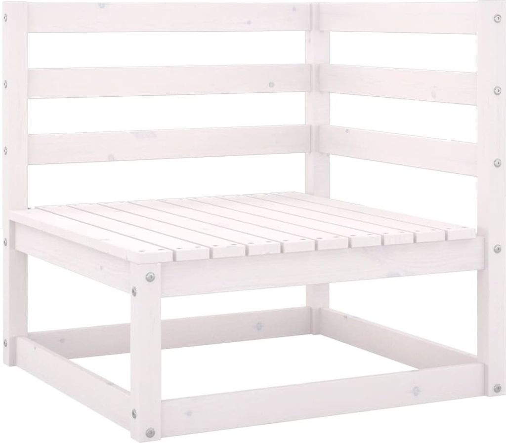 The Living Store Garten-Ecksofa Weiß Massivholz Kiefer