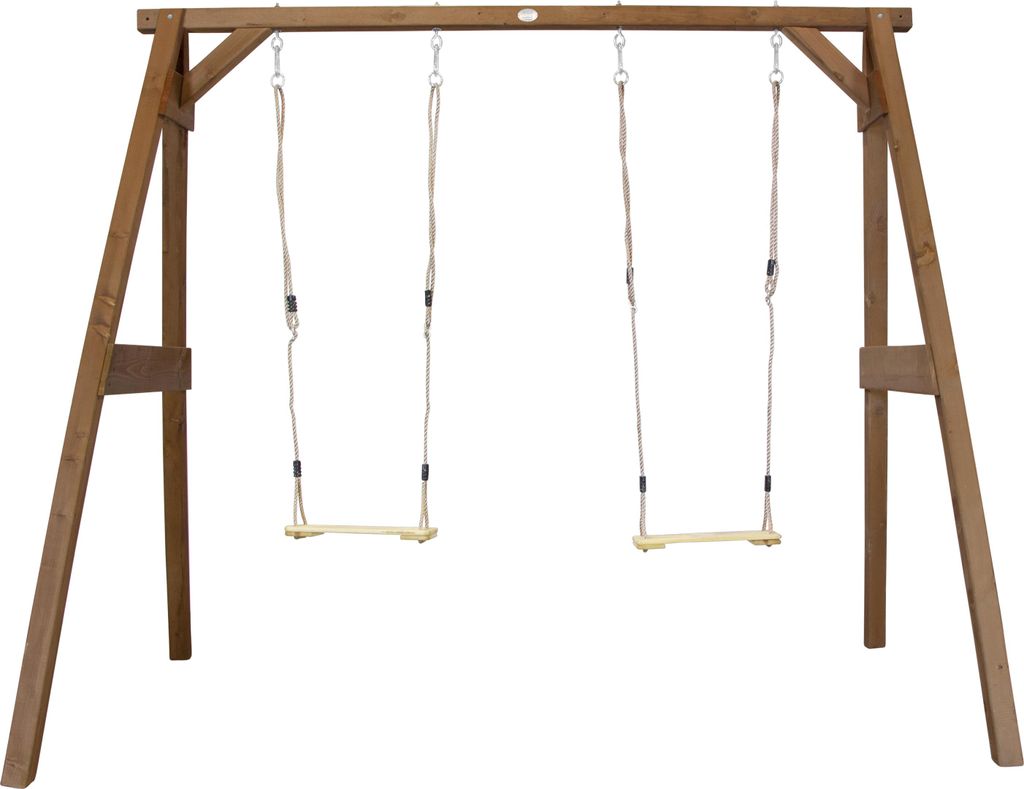 AXI Doppelschaukel Braun aus Holz | Schaukel mit Gestell für 2 Kinder | Kinderschaukel / Schaukelgestell für den Garten