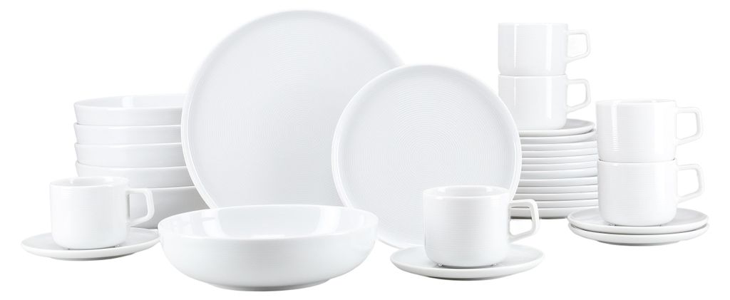 CreaTable, 25082, Session White, Kombiservice 30-tlg, Porzellan