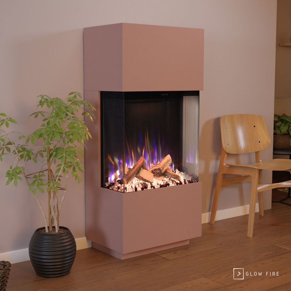 Glow Fire Elektrokamin 'PR11' in LED Standkamin in weiß mit Heizung (1500 W) | HxBxT: 130x61,5x40cm