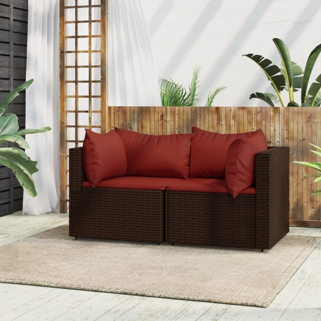 "im Angebot" Garten-Ecksofas mit Kissen 2 Stk./Terrassen-Sofa - Braun Poly Rattan - Loungesofa CC8616