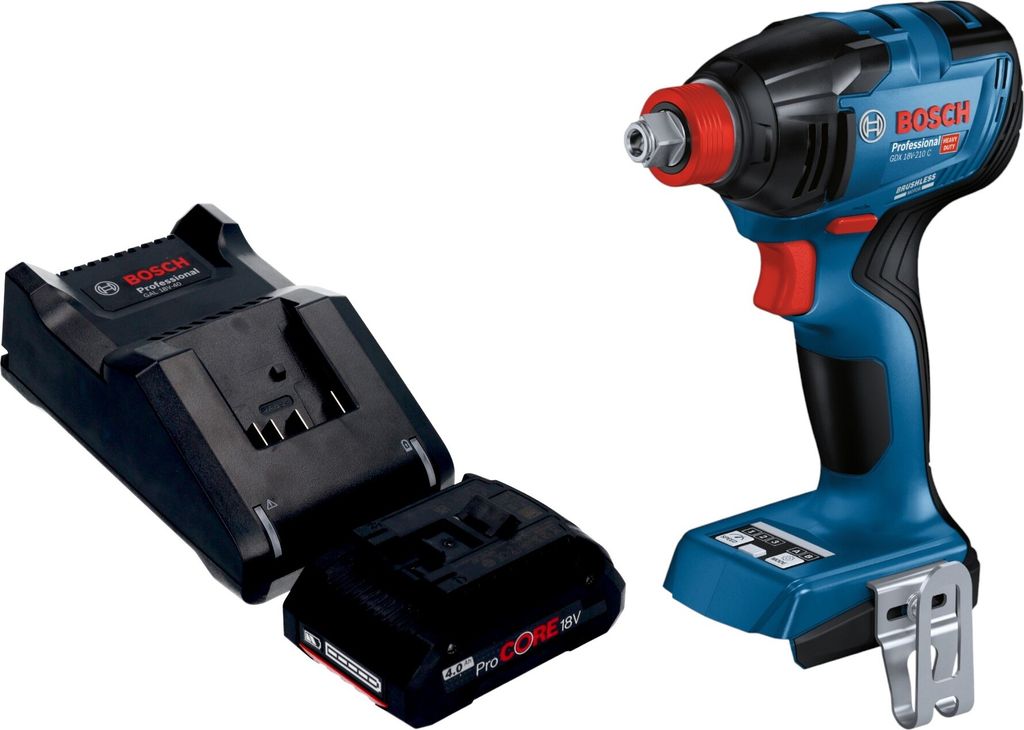 Bosch GDX 18V-210 C Professional Akku Drehschlagschrauber 18 V 210 Nm Brushless + 1x ProCORE Akku 4,0 Ah + Ladegerät
