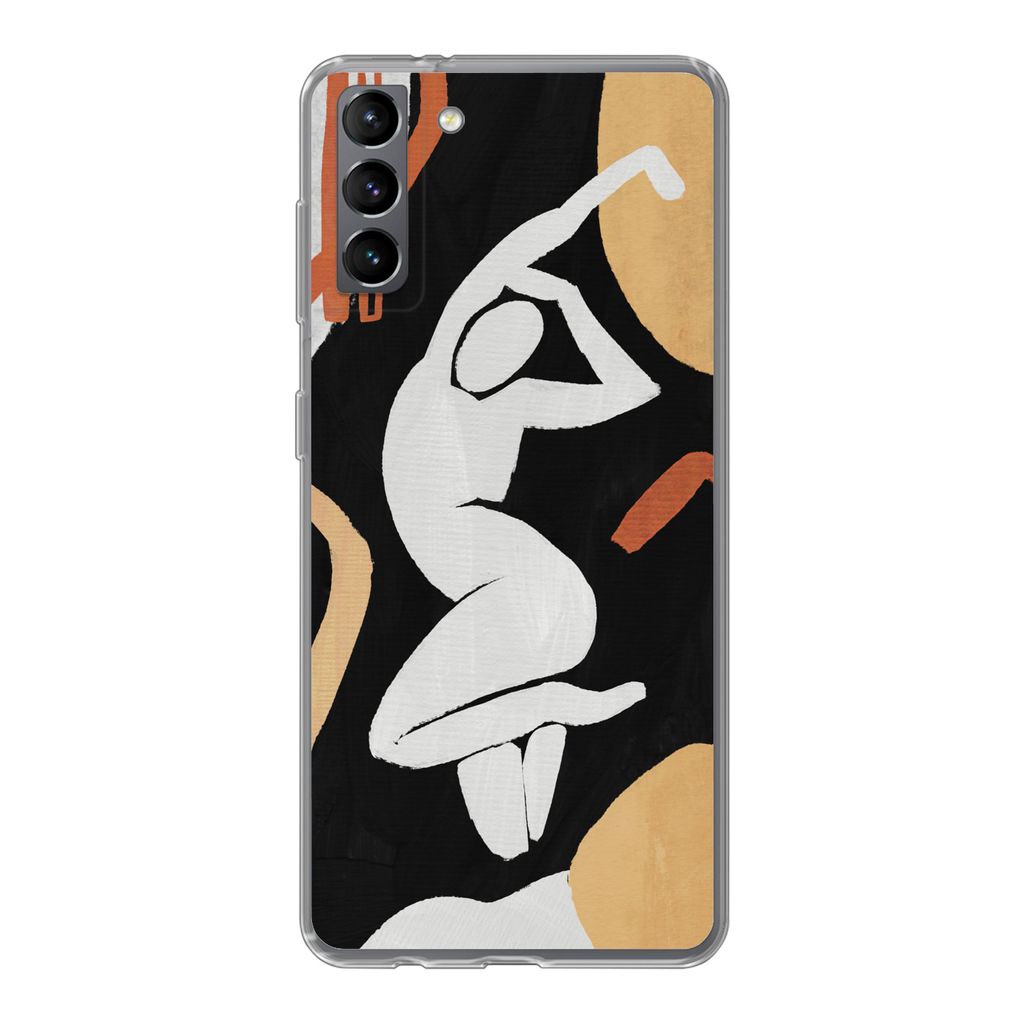 MuchoWow Handyhülle Schutzhülle Hülle für Samsung Galaxy S21 Plus Frau - Silhouette - Grau Silikon Softcase Handy Hülle - Handy-Tasche