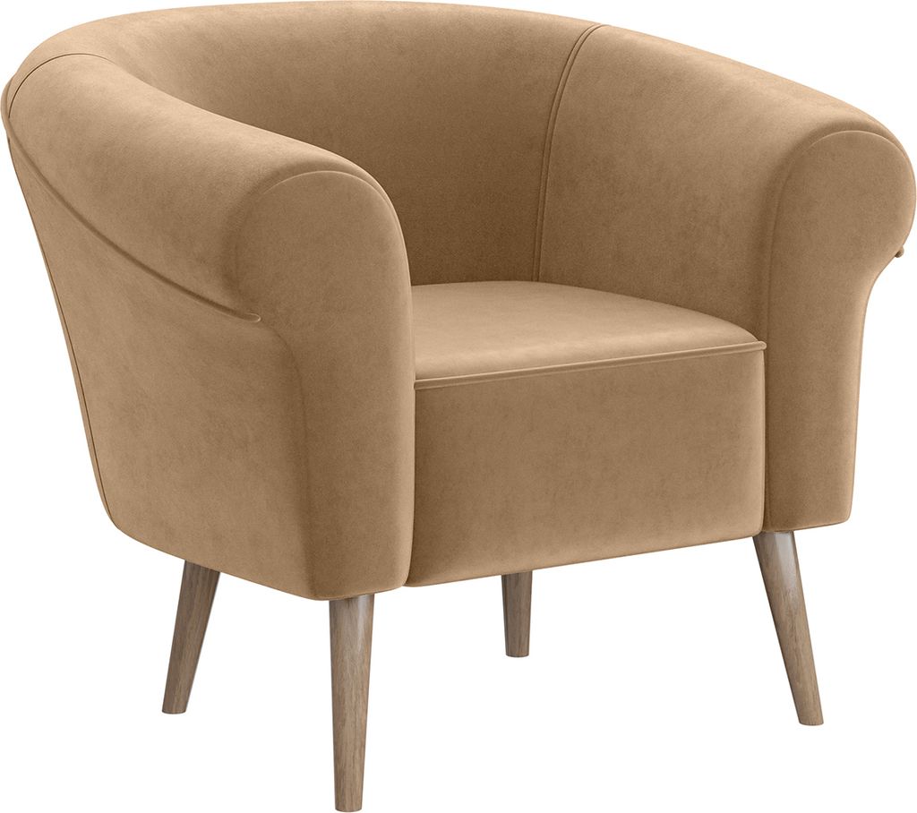 MEBLINI Sofa Sessel für Wohnzimmer - Mini Lounge für eine Person - Loungesessel - Armlehnstuhl - Armchair - EMILIA - 1 - Beige Samt