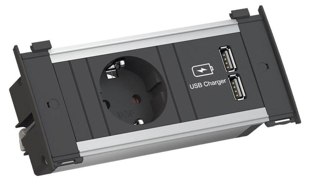 BACHMANN KAPSA X-Small 1x Schutzkontakt 1x USB Charger, GST18-Stecker