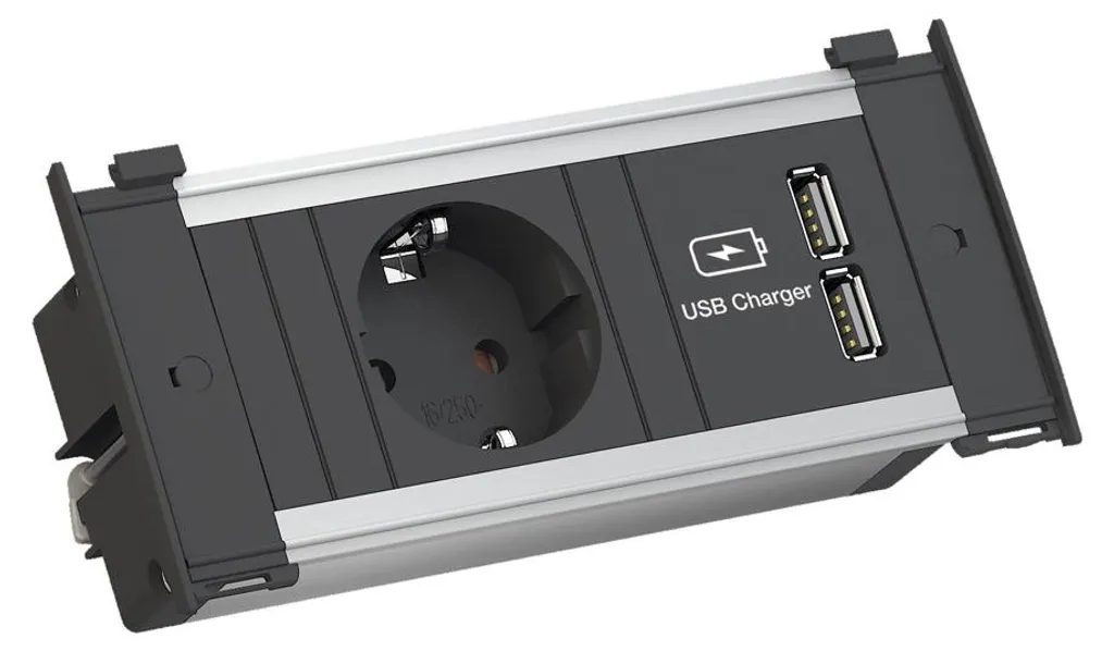 BACHMANN 927.201 KAPSA Prise Encastrable avec USB et Câble Alimentation