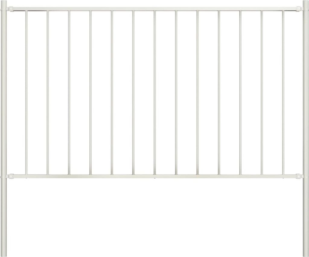 "im Angebot" Zaunelement mit Pfosten Pulverbeschichteter Stahl 1,81x1,25 m Weiß - Metallzäune CC661