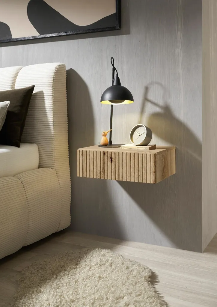 Table de Chevet Suspendue TABONI Chêne Artisan - Tiroir 42x14x30 cm