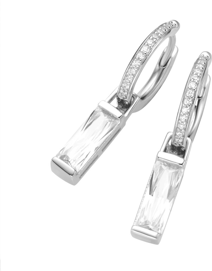 Klappcreolen Giorgio Martello Milano mit Zirkonia weiß und Behang, Silber 925 Weiss Onesize