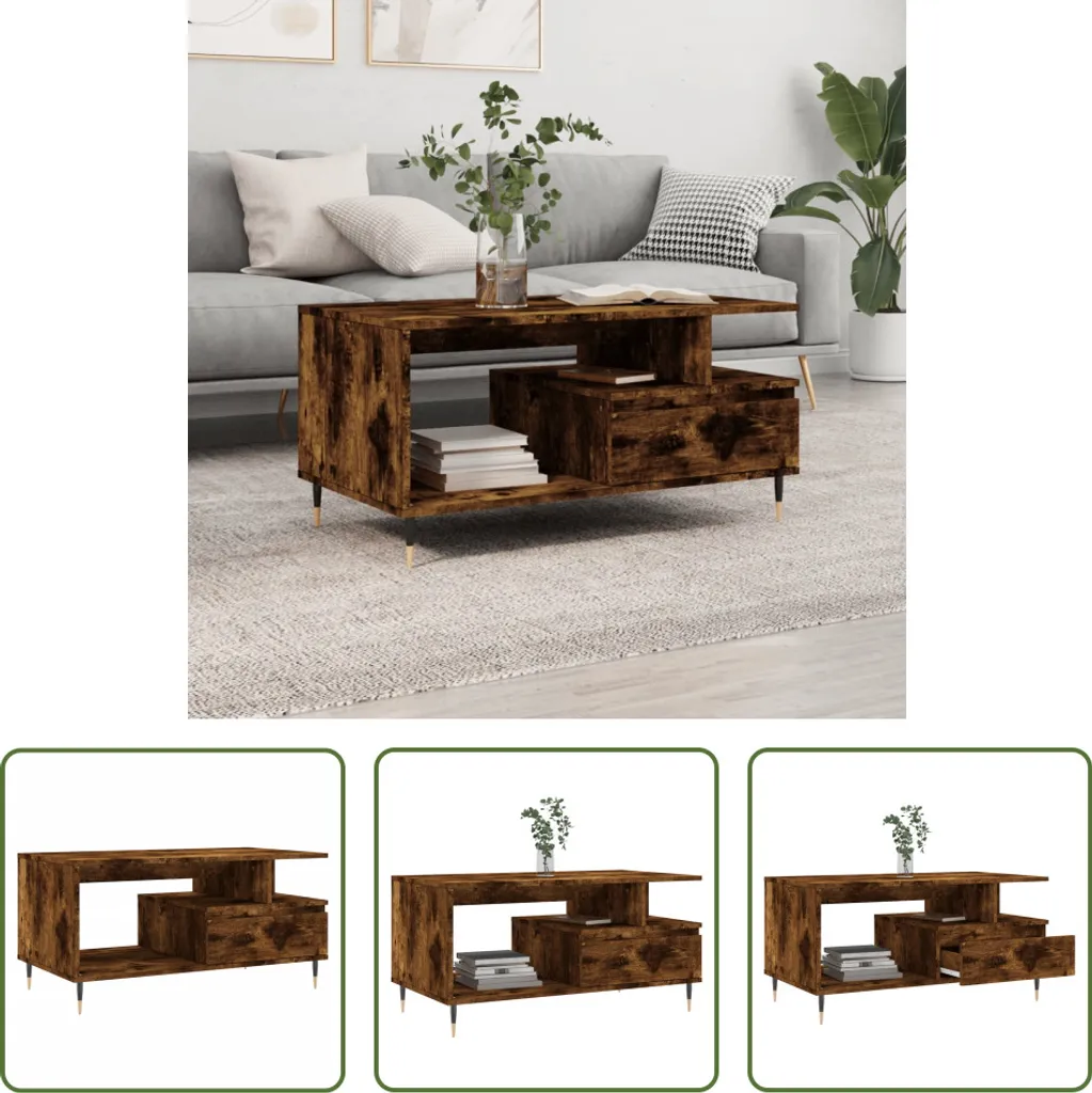 Offerta Tavolino The Living Store Rovere Fumé 90x49x45 cm | Acquista