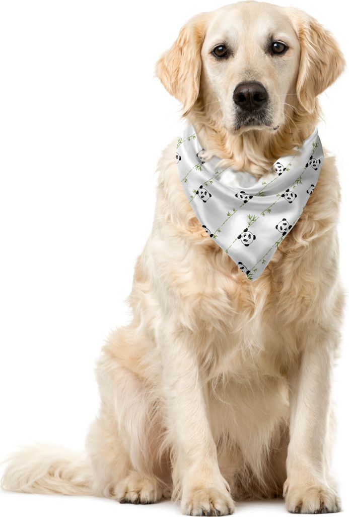 ABAKUHAUS Panda Haustier Bandana, Bambus Zweige mit Heads, 55x55 cm, Charcoal Grau Weiß