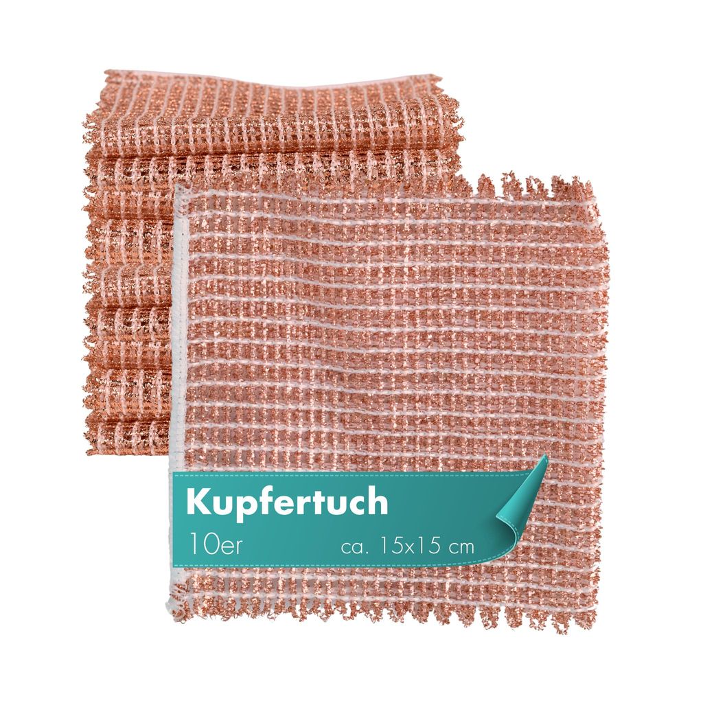 Kupfertuch 10er Set 15 x 15 cm, kratzfrei für Edelstahl und Produktbild 
