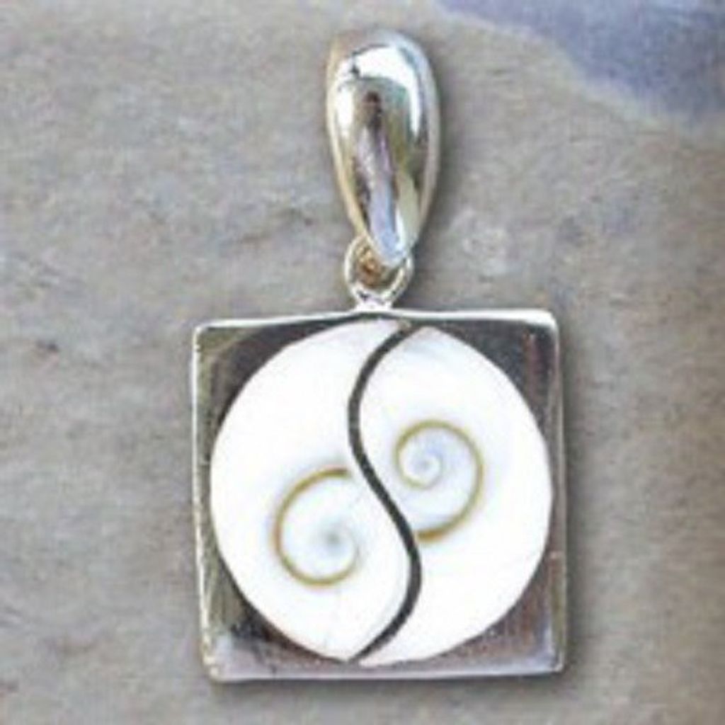 Anhänger - quadratisch mit Yin Yang, Silber, 20mm