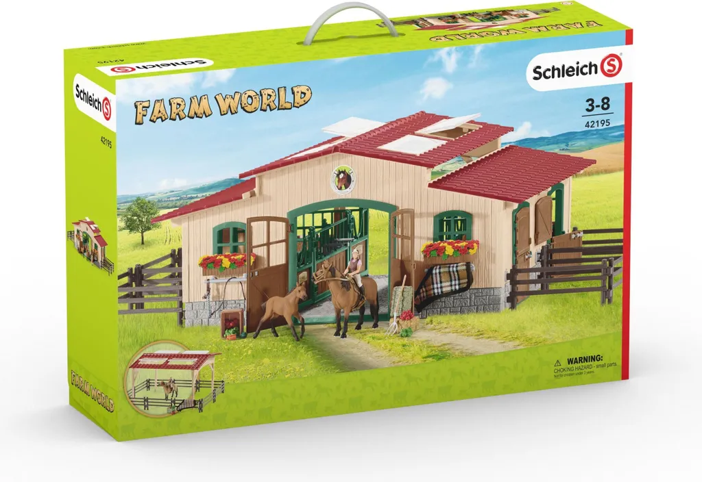 Schleich 42195 Écurie avec chevaux et accessoires de ferme complets