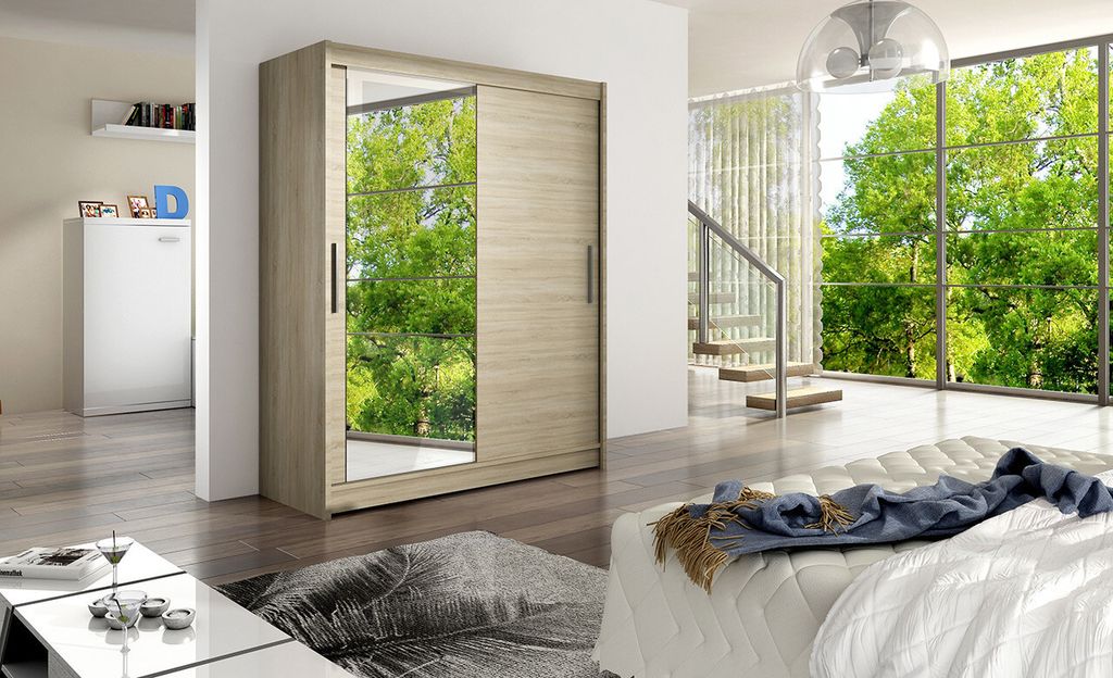 Prostorná šatní skříň se zrcadlem Lucie - šířka 150 cm, Obrázek produktu 
