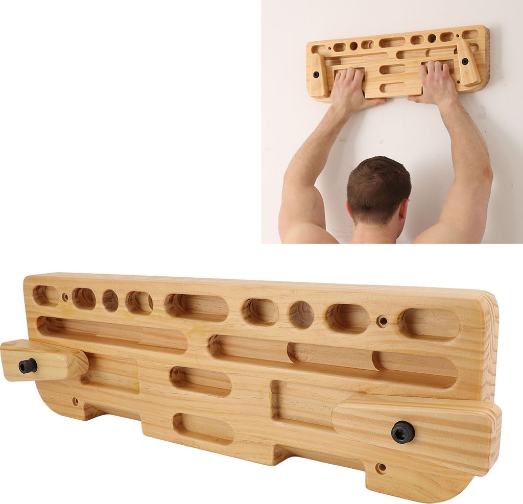 Training Hang Board Massivholz verschiedene Grifflöcher Verbesserte Stärke Übung Kompakt Klettern Finger Board für Home Gym Outdoor