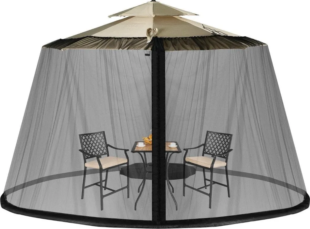 Moustiquaire de parasol 3m réglable avec 2 portes zippées et lestage PVC