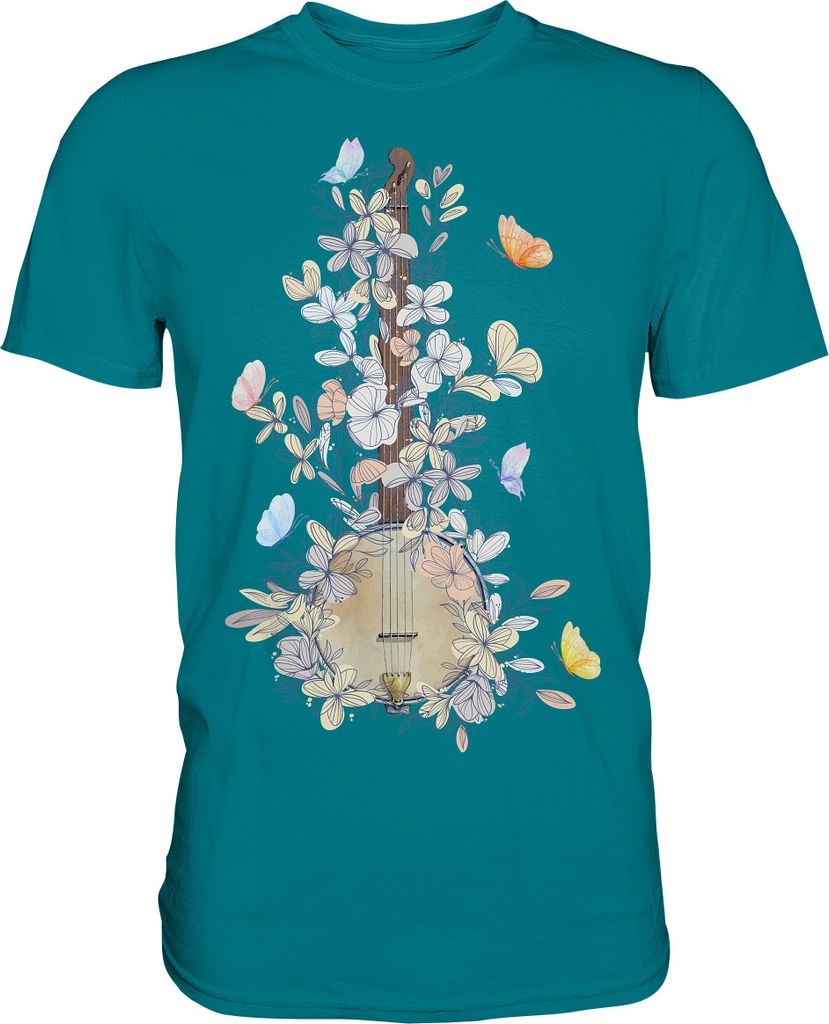 Banjo Frauen Blumen Schmetterling T-Shirt – Diva Blue / M Produktbild 