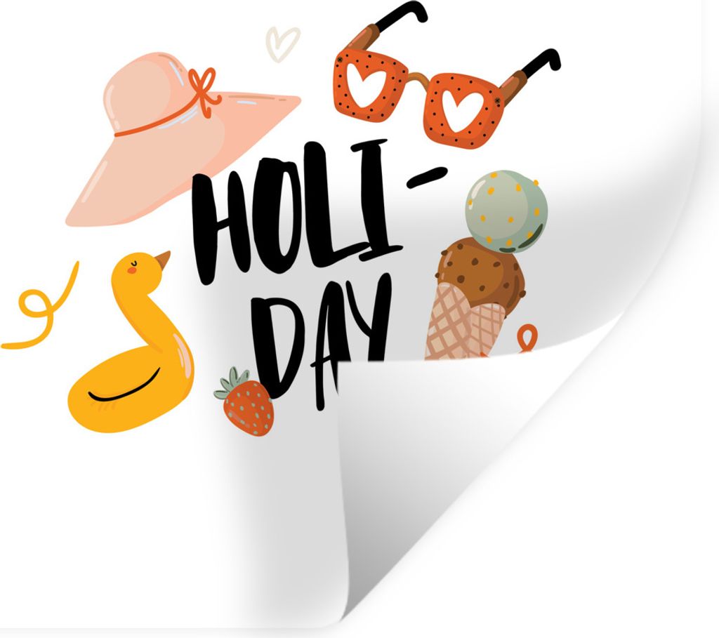 MuchoWow Wandtattoo Wandsticker Wandaufkleber Sonnenbrille - Sommer - Rot 50x50 cm Selbstklebend und Repositionierbar - Selbstklebend - Fototapeten