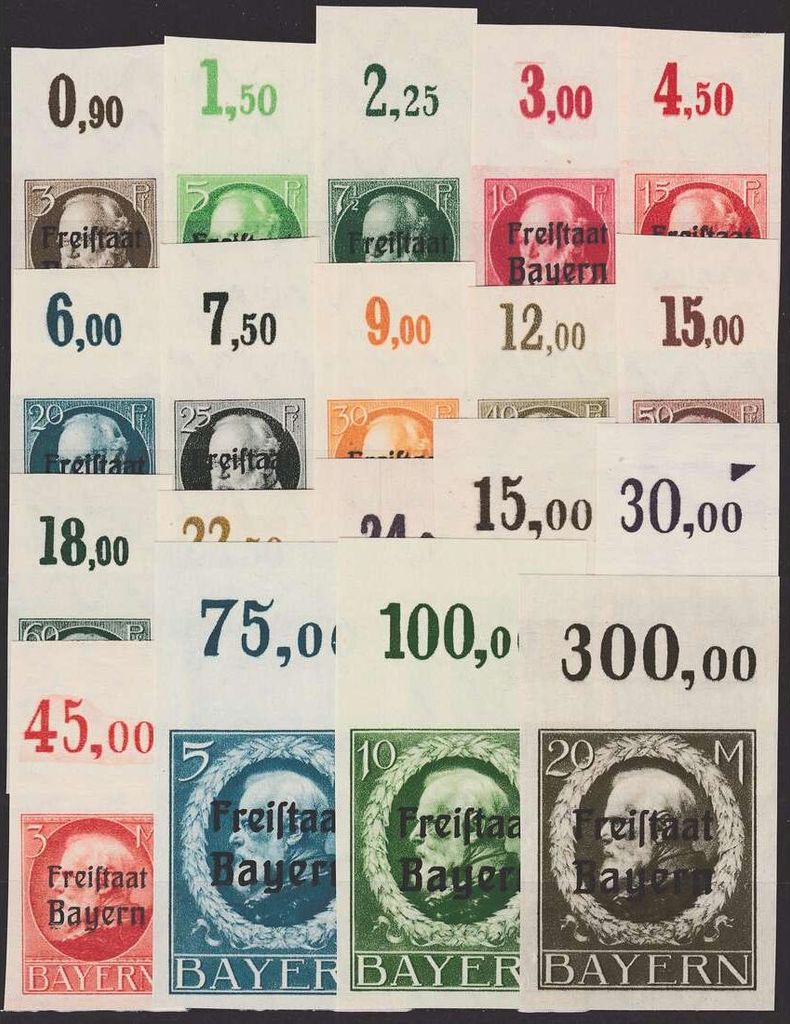 Bayern Nr. 152-170B postfrisch ** Oberrandsatz