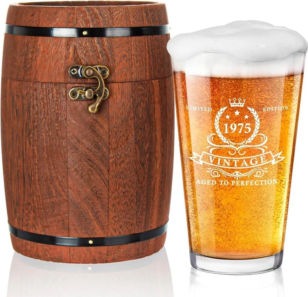 Boccale Birra 1974 Legno Fatto a Mano - Regalo Emozionale 50 Anni