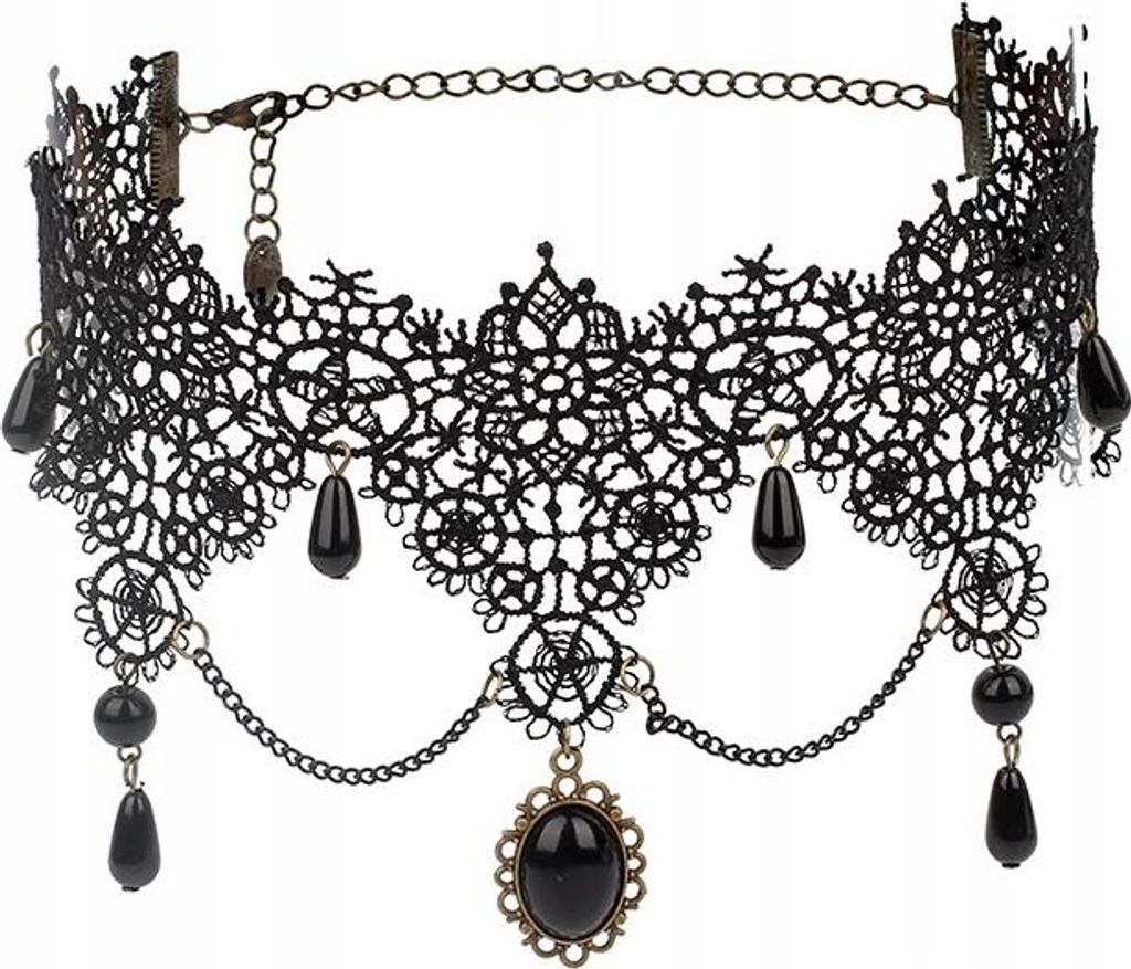 CHOKER Spitze bestickt Schwarz Gothic PURSUIT CH05 Produktbild 