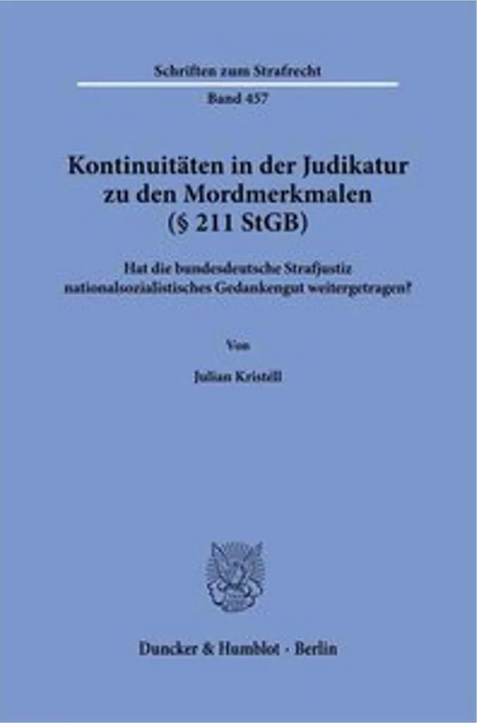Ouvrage de droit comparé sur le meurtre aggravé en Allemagne StGB