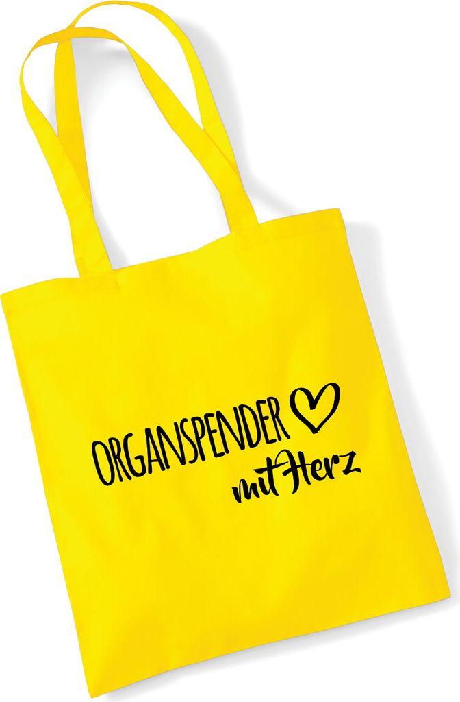 Huuraa Jutebeutel Organspender mit Herz 10 Liter Yellow Baumwolle Tasche Geschenkidee