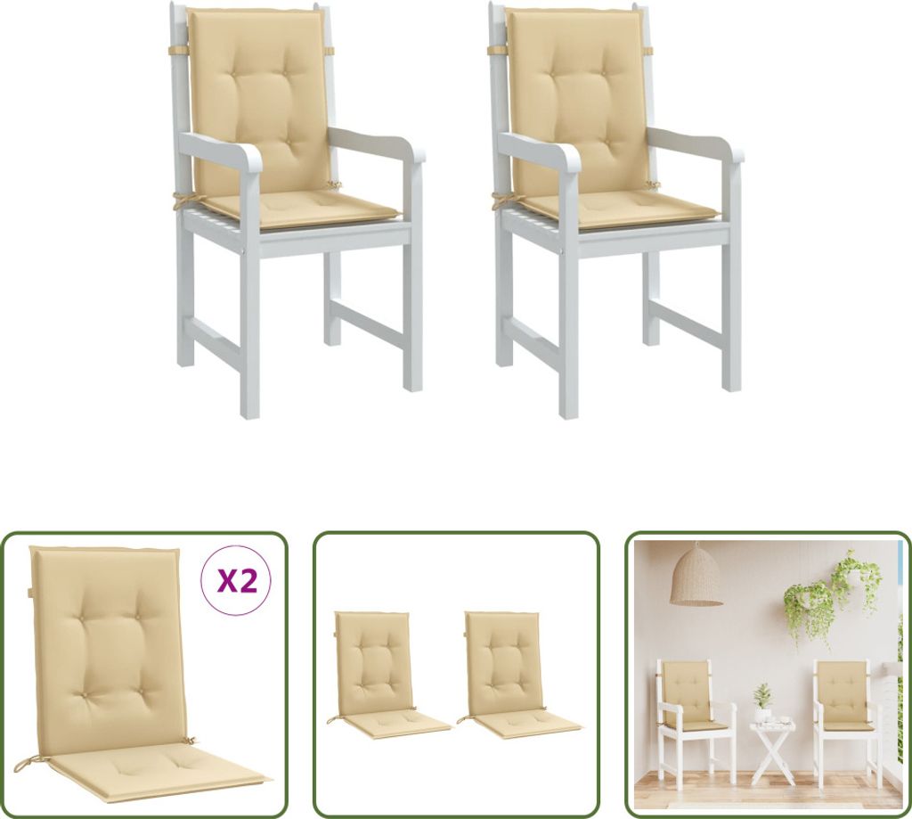 The Living Store Niedriglehner-Auflagen 2 Stk. Melange Beige 100x50x4 cm Stoff