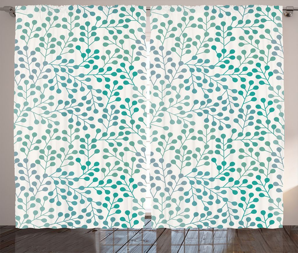 ABAKUHAUS Romantisch Rustikaler Vorhang, Old Fashion Minimalist, Wohnzimmer Universalband Gardinen mit Schlaufen und Haken, 280 x 245 cm, Teal Slat...