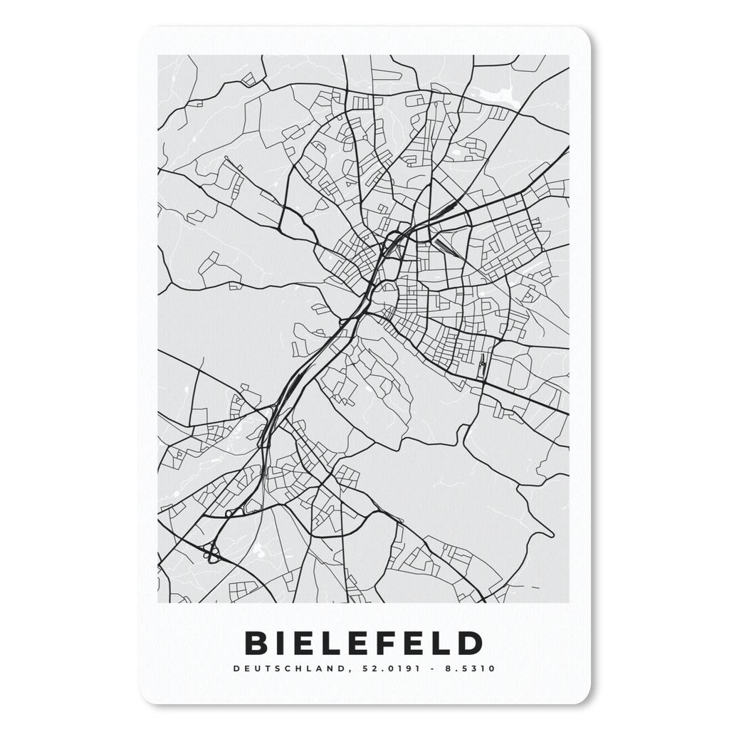 MuchoWow Mauspad Mousepad Deutschland - Karte - Bielefeld - Stadtplan 40x60 cm - Mousepads - Maus Mat - Pad - Mausunterlage - Schreibtisch Accesoire