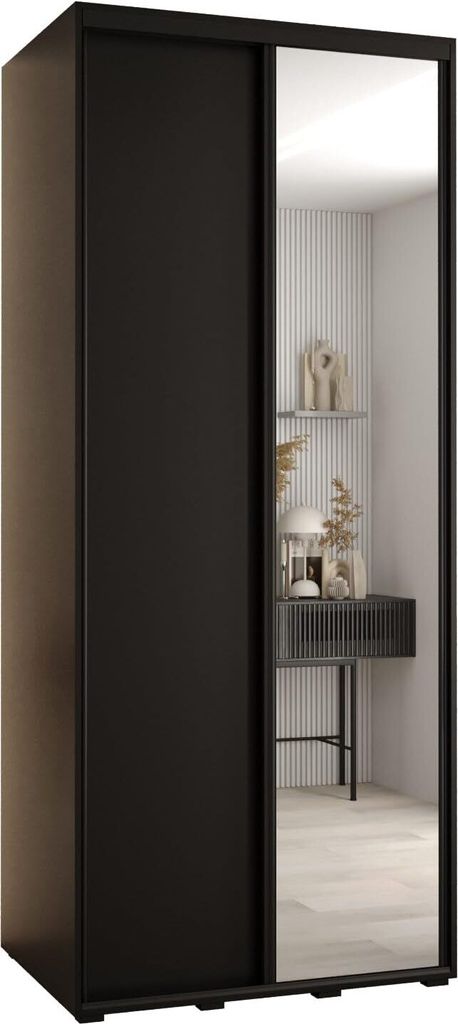 MEBLE KRYSPOL Davos 3 Schrank, zwei Türen - 235,2x110x60 cm - Schwarz Schwarz Schwarz