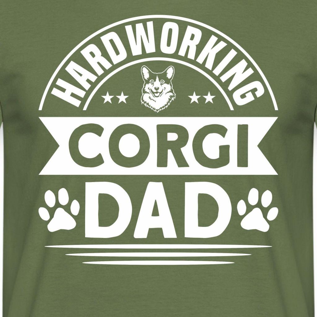 Spreadshirt Hardworking Corgi Dad Männer T-Shirt, L, Militärgrün