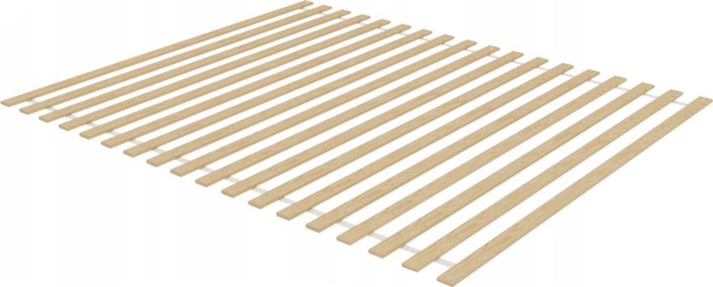 A slatted bed base is shown on a white background.