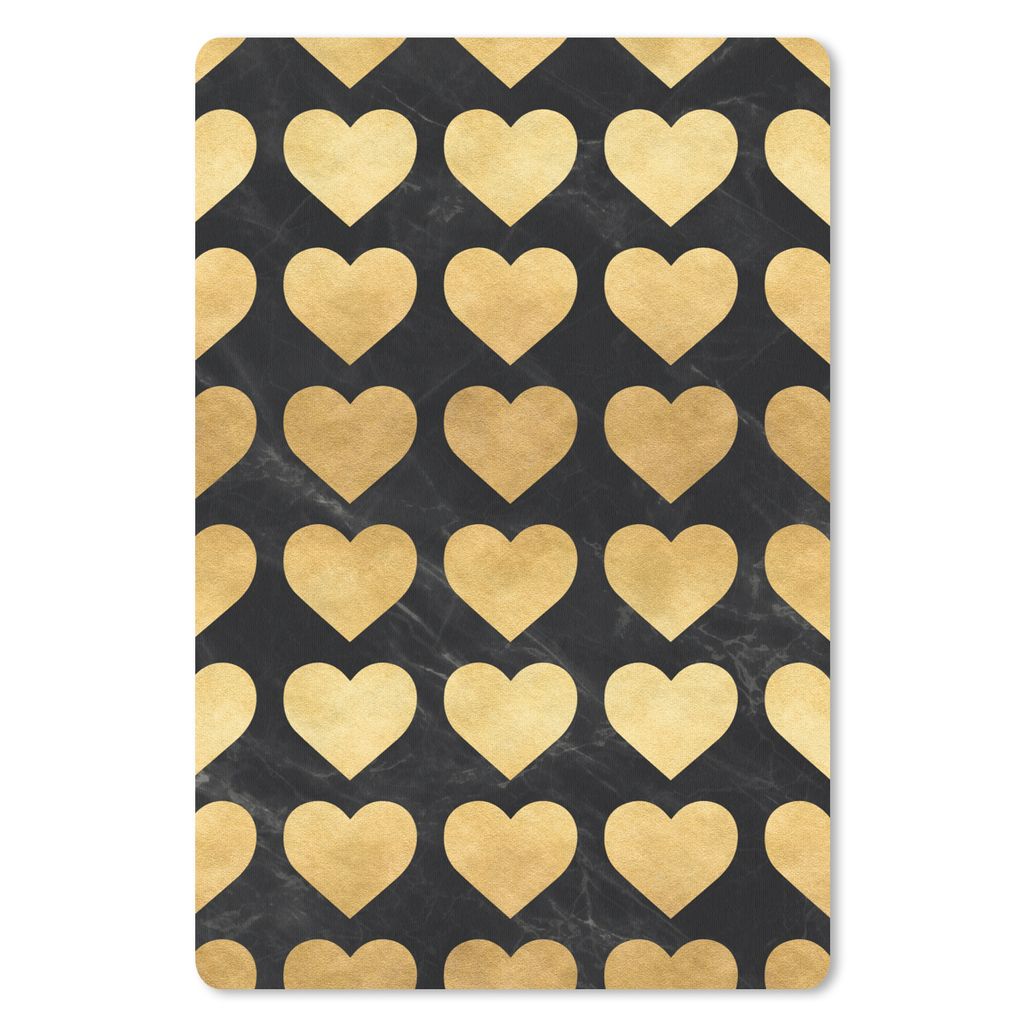 MuchoWow Mauspad Mousepad Muster - Herz - Gold - Schwarz 40x60 cm - Mousepads - Maus Mat - Pad - Mausunterlage - Schreibtisch Accesoire