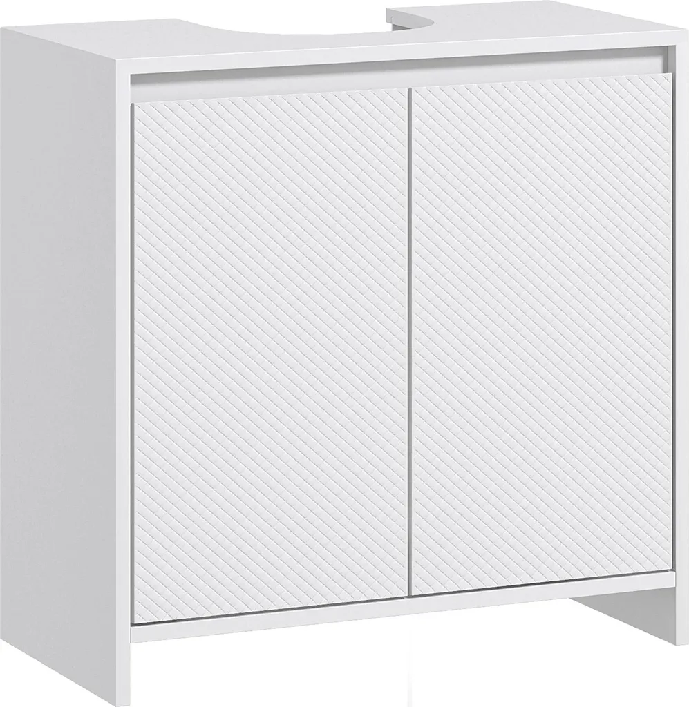 Meuble de rangement 60cm blanc pour salle de bain, design compact 2024