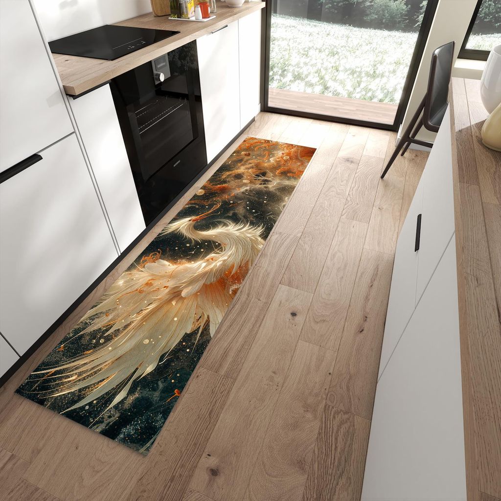Küchenteppich 60x240cm rutschfest & abwischbar PVC Läufer - Eleganter Vogel