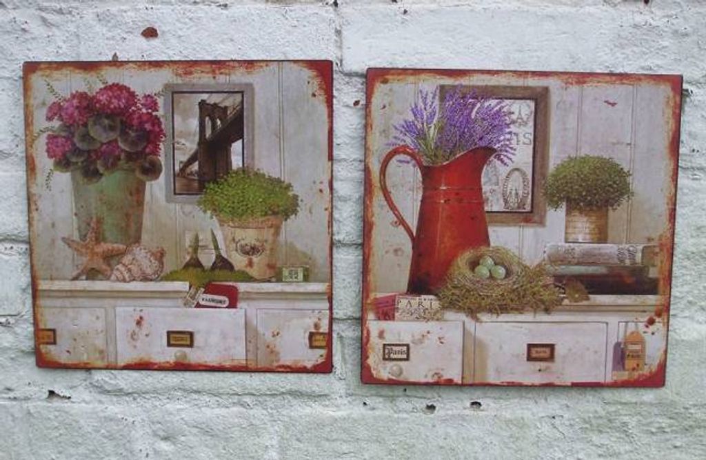 Bedruckte Metallschilder Provence, Lavendel, 2er Set, Schild, Wandbild,